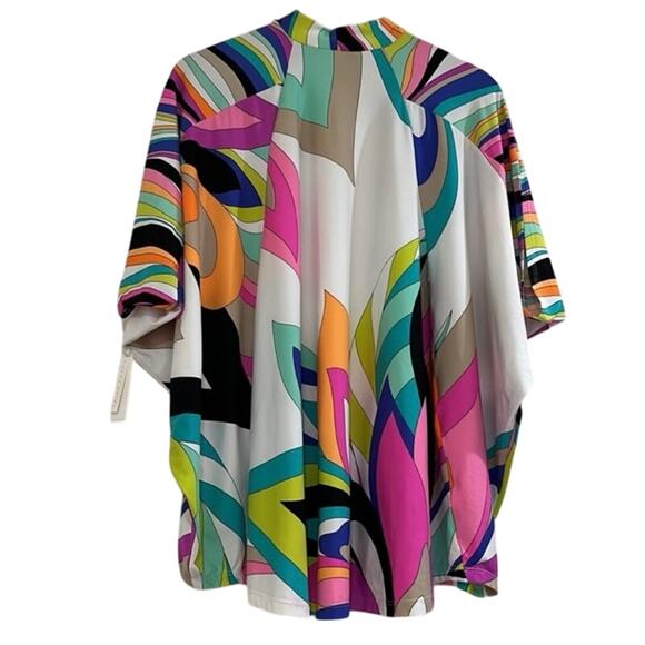 Trina Turk St. Tropez Bright Colorful Batwing Kimono Swim Coverup NEW Size M - Picture 3 of 13